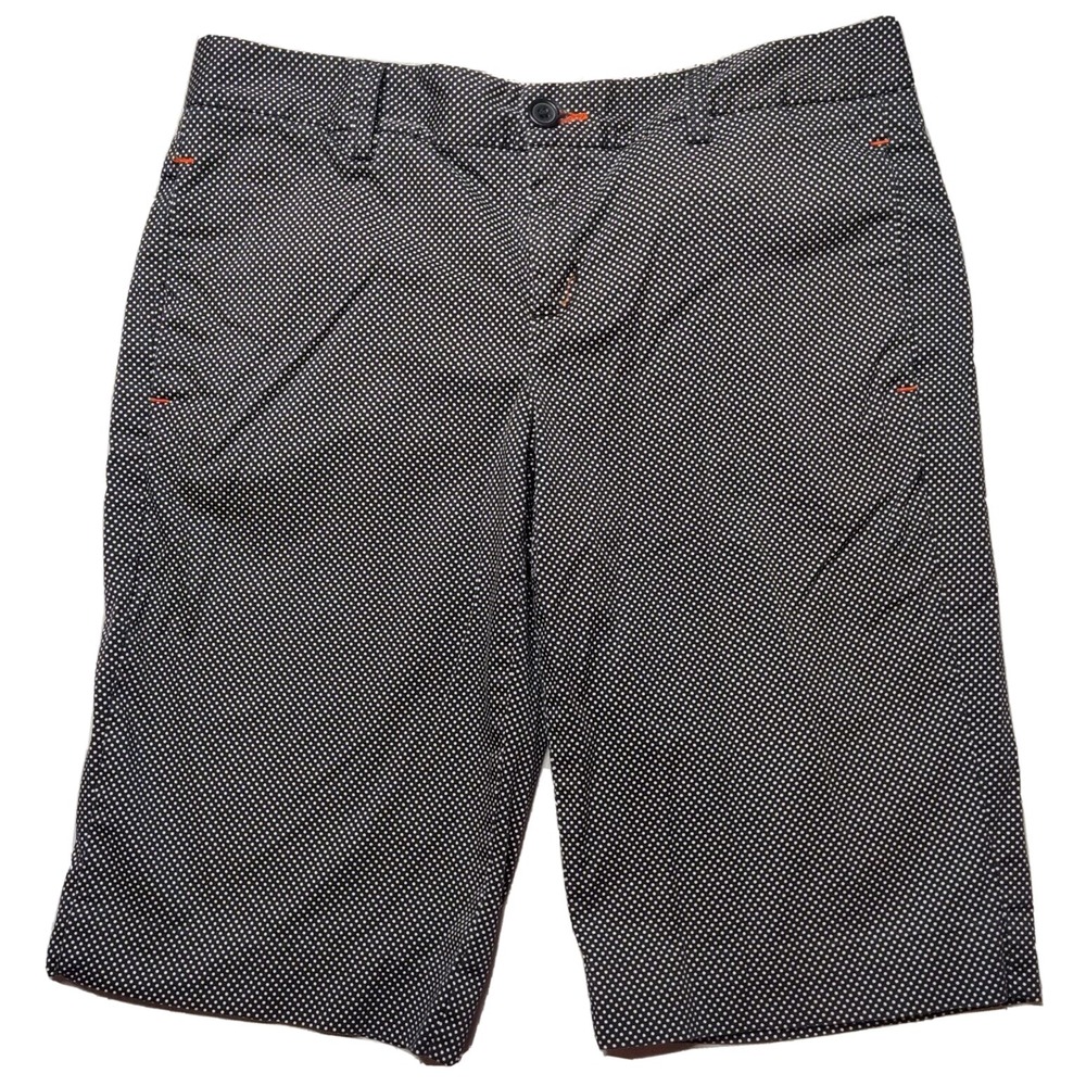 TOMMY HILFIGER Women Size 4 Black White PINDOT GEO AOP 12" Bermuda Shorts